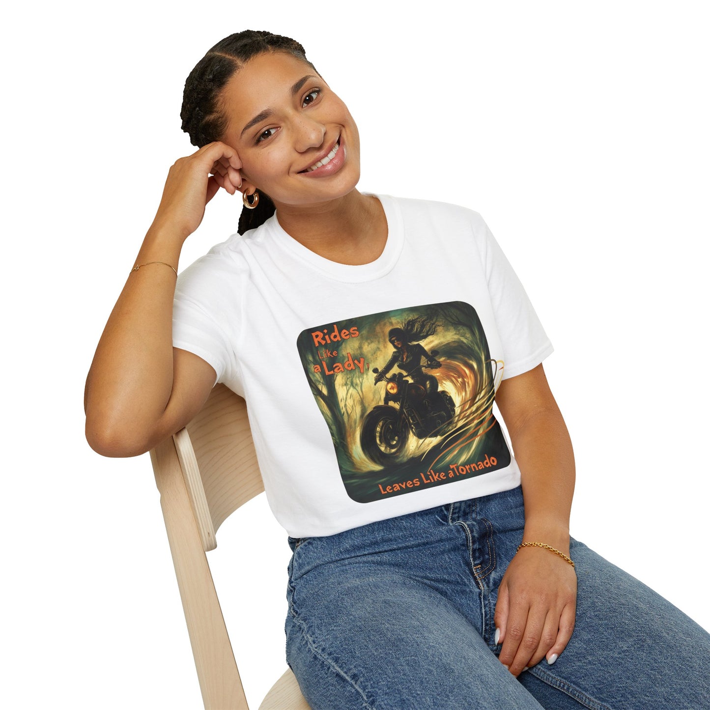 "Rides like a lady, leaves like a tornado" Softstyle T-Shirt