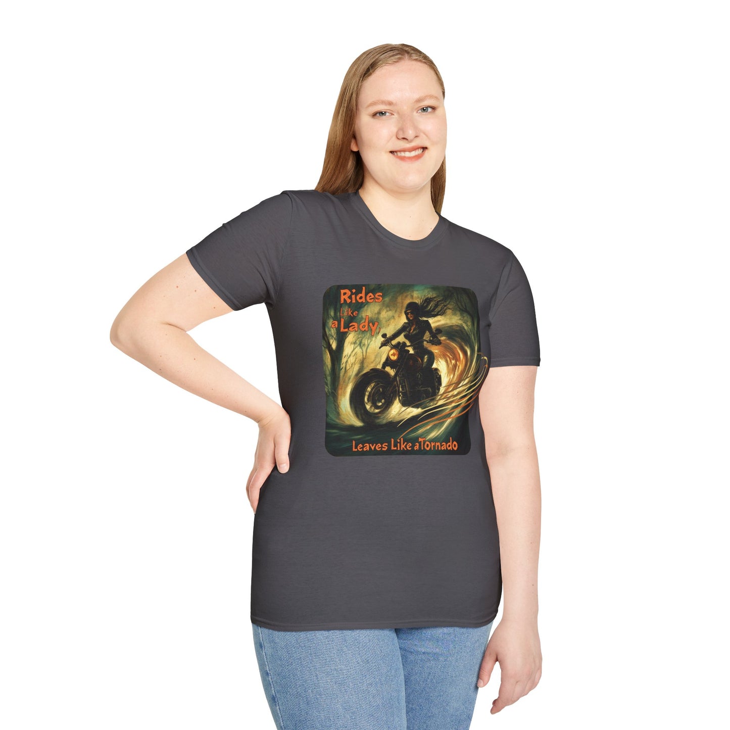 "Rides like a lady, leaves like a tornado" Softstyle T-Shirt