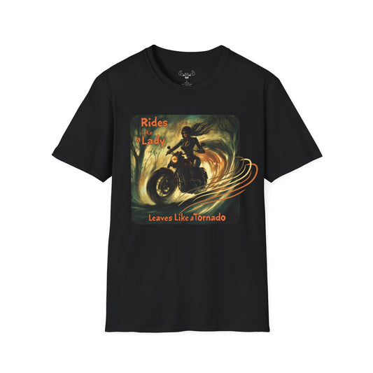 "Rides like a lady, leaves like a tornado" Softstyle T-Shirt