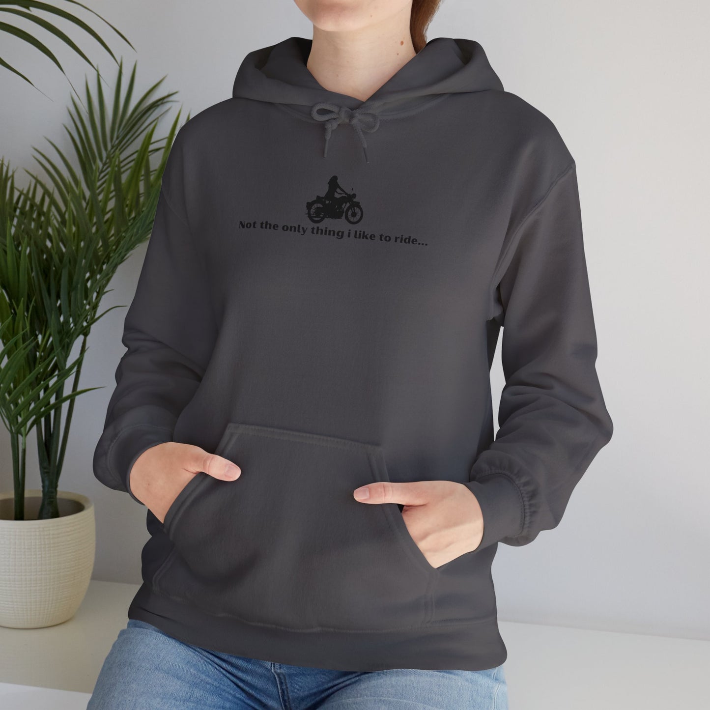 "Not the only thing I like to ride- I'm quite competent on the bicycle too" Unisex Hooded Sweatshirt